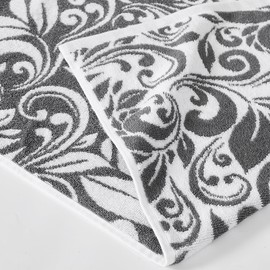 Modern Threads Trefoil Filigree 6-Piece 100% Cotton Towel Set – Reversible Yarn Dyed Jacquard – Includes 2 Bath Towels, 2 Hand Towels, 2 Washcloths – Absorbent, Quick Dry, Soft & Durable – Dark Gray