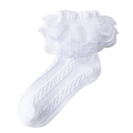 konamiya Children's Socks, Formal Socks, Set of 2, for Kids, Girls, Lace Socks, White, Ruffle, Ribbon, Cute, Recitals, School Entrance Ceremonies, Weddings, Graduation Ceremonies, 20.0-23.0 cm