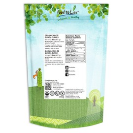 Food to Live Organic White Quinoa Flakes, 2 Pounds – Non-GMO Pressed Seeds, Vegan, Kosher, Bulk, Quick-Cooking, Perfect for Cooking, Baking, Oatmeal, and Breakfast Cereals