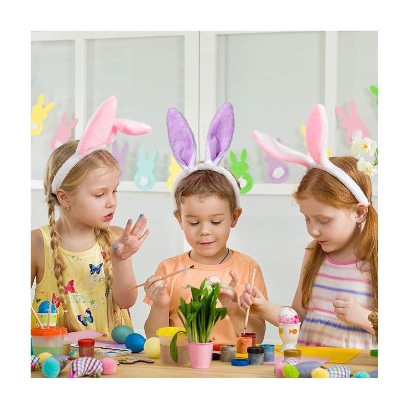 DIYDEC Pack of 6 Easter Bunny Ears, Plush Rabbit Ears,