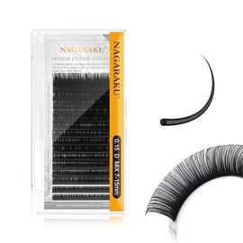 NAGARAKU Pestañas individuales, Blister 1x1 Extensiones de Pestañas 0.15 curva D mixtos 7-15mm una por una Negro Mate Pestañas Suaves Naturales