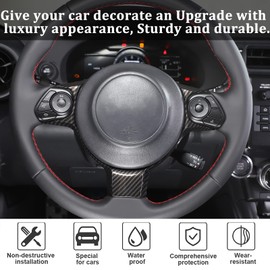 YUECHI for Toyota 86/Subaru BRZ/Scion FR-S 2012-2020 car Interior Center Console ABS Carbon Fiber Pattern Decoration Accessories (Steering Wheel Frame (Carbon Fiber Pattern))