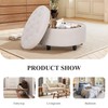 COLAMY Fabric Round Storage Ottoman with Reversible Tray Lid –