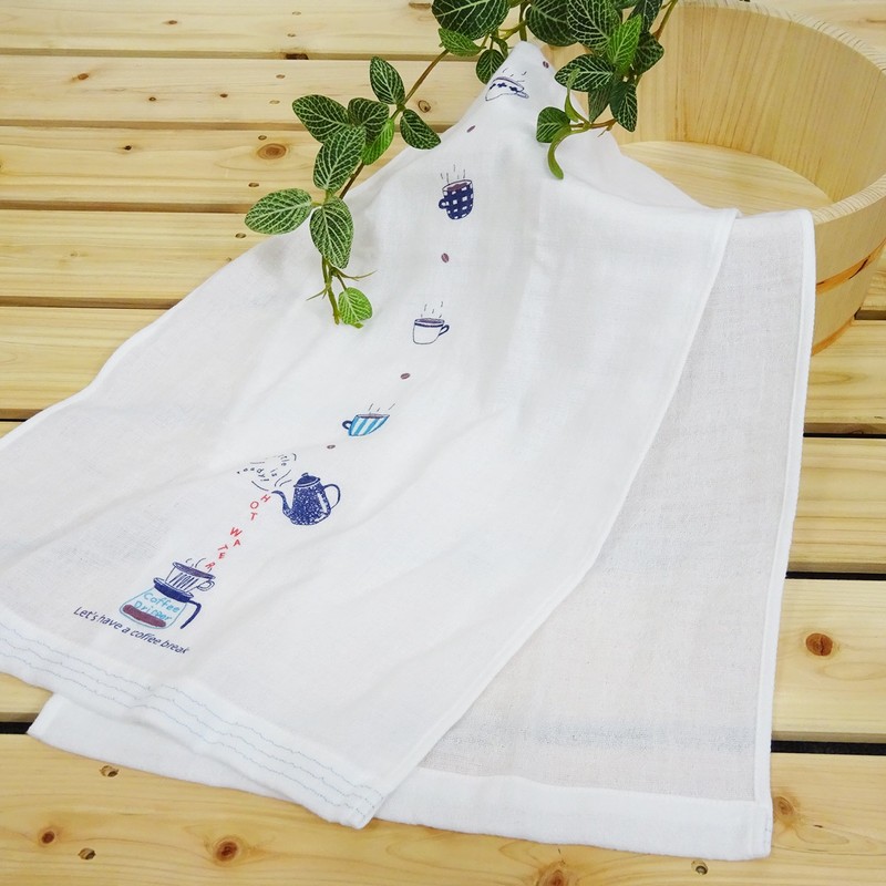 kontex Imabari Face Towel, Hagoromo Gauze, Cafe Time, White, Approx.