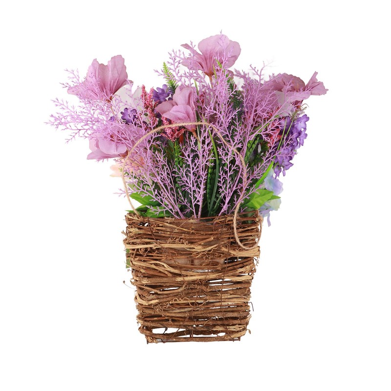 Lavender Basket Wreath for Front Door Artificial Spring Summer Wreath