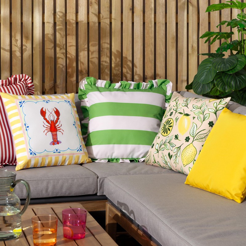 furn. Brunch Stripes Printed Outdoor Cushion Cover - Multicolour -