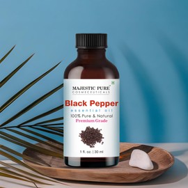Majestic Pure Black Pepper Essential Oil with Glass Dropper - 1 Fl Oz - 100% Pure and Natural Black Pepper Oil - Premium Grade Essential Oils for Diffuser, Aromatherapy, Soap and Candle Making