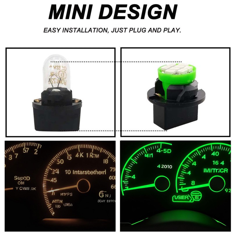 T10 194 168 LED Dash Instrument Light Bulbs Green with