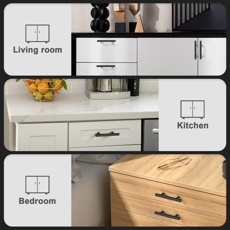 Probrico 30 Pack Cabinet Pulls Matte Black Kitchen Cabinet Handles