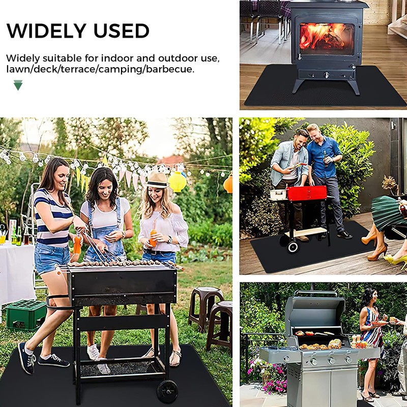 Large Size 39 * 47 Inch Fire-Resistant Barbecue Mat, Double-Sided