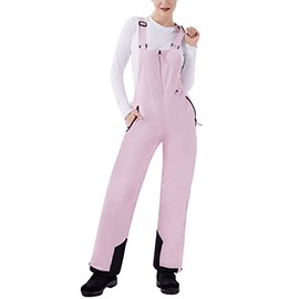 WULFUL Womens Insulated Snow Bibs Waterproof Winter Ski Pants Snowboarding Overalls Pink