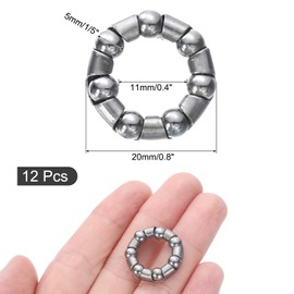 sourcing map Bicycle Crank Ball Bearing 1/5Inch (5mm) x 7 Balls, 12pcs Replacement Ball Bearings for Mountain Bottom Bracket Bearings Bike Wheel Frame Bearing Repair