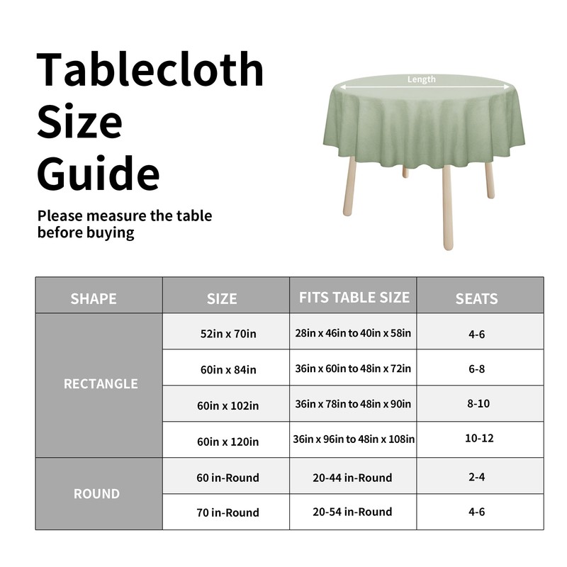 Easy-Going Faux Linen Waterproof Spill-Proof Tablecloth Stain Resistant Round Table