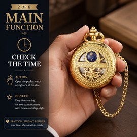 Vintage Mechanical Pocket Watch for Everyday Style – Hollow Star & Moon Design with Detachable Chain and Gift Box