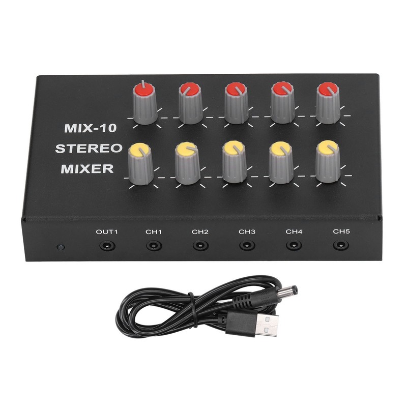 10 Channel Audio Mixer with 3.5mm Jack 10 Input 2