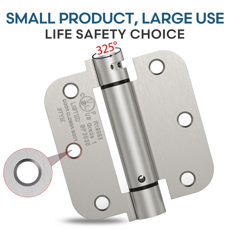 Treasem 3 Pack Self Closing Door Hinges, 3.5 Inch Spring