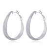 925 Sterling Silver Oval Mesh Band Hoop Earrings