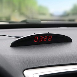 Car Digital LED Electronic LCD Clock Indoor Outdoor Thermometer Voltmeter 12V 3in1 Voltmeter Thermometer Calendar Digital LED Alarm Car Electronic Clock