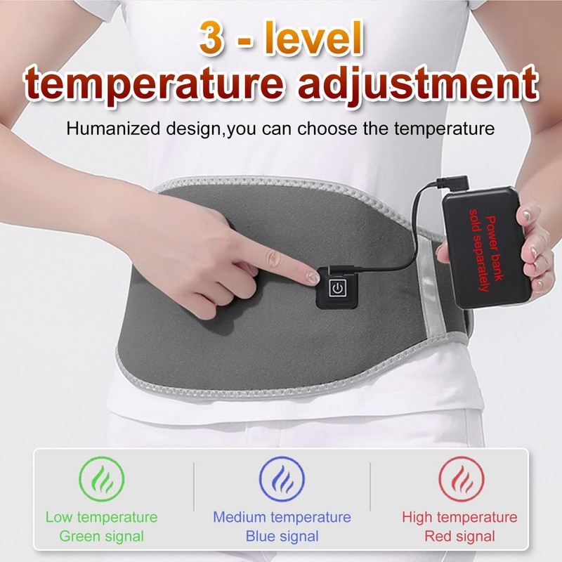 Carbon Fiber Heating Belt with 3-Temperature Settings, Waist Trimmer &