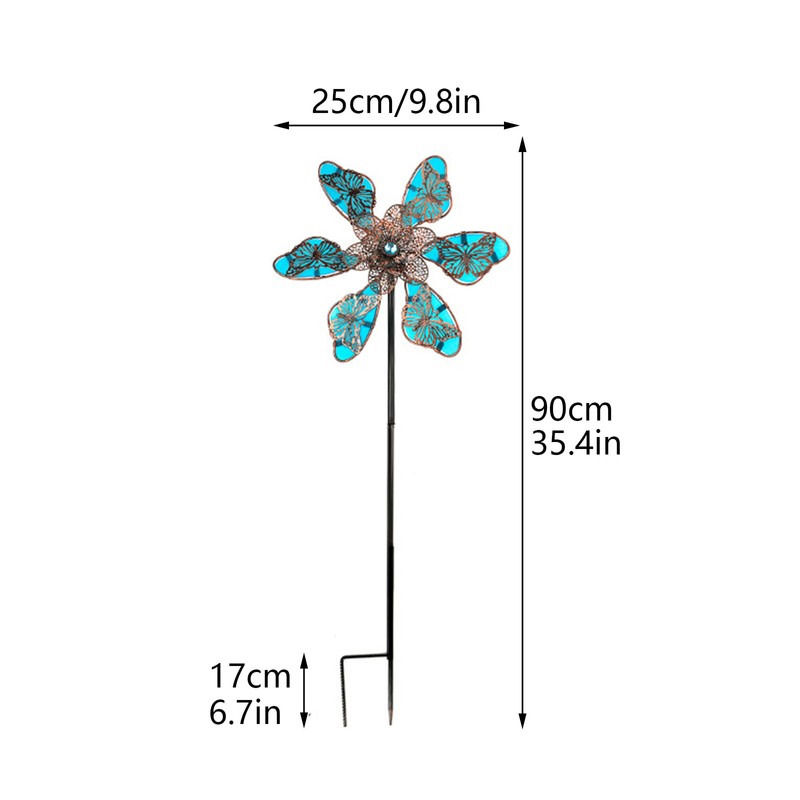 Luminous Windmill Stake Patio Outdoor Decoration Iron Windmill in the