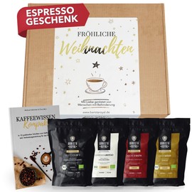 Espresso Gift Christmas (4 x 100 g) - Gift Idea Christmas - Espresso Beans Gift Tasting Set - Merry Christmas - Whole Bean