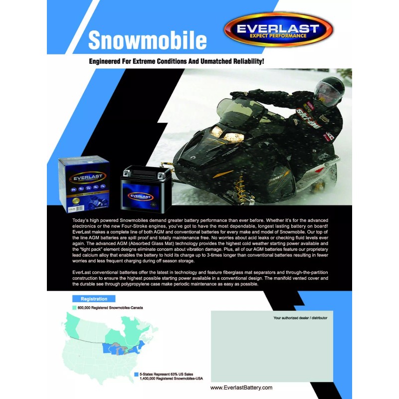 EVERLAST CT14B-BS - 12V AGM Sealed Maintenance-Fr