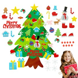 Felt Christmas Tree Children 100 cm Felt Christmas Tree Children DIY Christmas Tree Crafts Christmas with 41 Removable Christmas Ornaments Hanging Decor for Door Wall Home