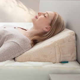 TEXSTEAD Bed Wedge Pillow for Sleeping - Post Surgery Adjustable Triangle Faux Fur Pillow Wedge for Legs, Back Pain, Snoring, Alleviate Acid Reflux, White