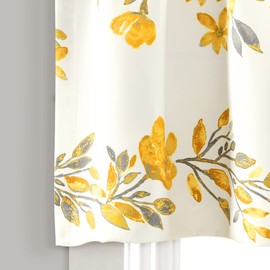 Lush Decor Tanisha Curtain Valance - Light Filtering, Floral Vine Print, Beautiful, Modern, Elegant Home Decor - 52" W x 18" L, Yellow & Gray