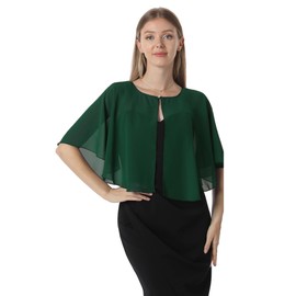 Chiffon Capelet Soft Capes Shawls and Wraps for Evening Dress Wedding Cape 1920s Shawl Accessories for Women Flapper Cover Up, dark green