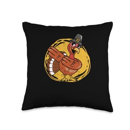 Pilgrim Costume Thanksgiving Shirt Turkey Meat Thanksgiving Day Dinner Turkey Pilgrim Dab Dance Throw Pillow, 16x16, Multicolor