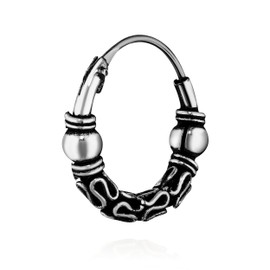 NKlaus Single 925 Sterling Silver Celtic Gothic Creole Earrings 15 mm 7233, Sterling Silver, No Gemstone