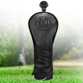 Golf Headcovers Set of 3 (1FUT) Golf Wood Cover Set Golf Driver Cover Fairway Wood Utility Black (H(Single Item))
