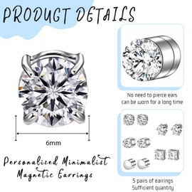 XOUDKE 5 Paare Magnetohrringe Magnetische Ohrringe Herren Magnetic Earrings For Men Magnetische Ohrringe Damen Ohrringe Magnetisch Damen Ohrringe Magnet Ohrringe Herren Magnetische Ohrringe 6 Mm