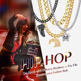 Bandmax Classic Curb Chain Necklace 4 mm/6 mm/9 mm Wide Cuban Link Chain for Women Men Boys Girls Hip Hop Cuban Chain Fashion Jewellery 36 cm to 76 cm Gold/Black/Silver, Metal, No Gemstone