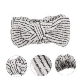 Beavorty 3pcs Makeup Headband Bowknot Design Striped Hair Band for Face Washing Comfortable and for Skincare Routine