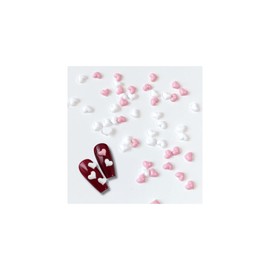 Trekko Nail Parts, Heart 0.2 inches (5 mm), 2 Colors, 25 Pieces each, Total of 50 Pcs, Decorative Parts, Gel Nail Parts (Pink/White)