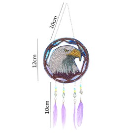 VVBAOZI DIY Eagle Diamond Art Wind Chimes for Window Hanging Double Sided Crystal Rhinestones Wind Chimes Diamond Painting Dream Catchers for Adults