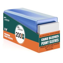 TARUMG - 200 fundas para tarjetas de carga superior, 3 x 4 pulgadas, tamaño estándar, protectores de tarjetas de béisbol premium, para tarjetas de jue