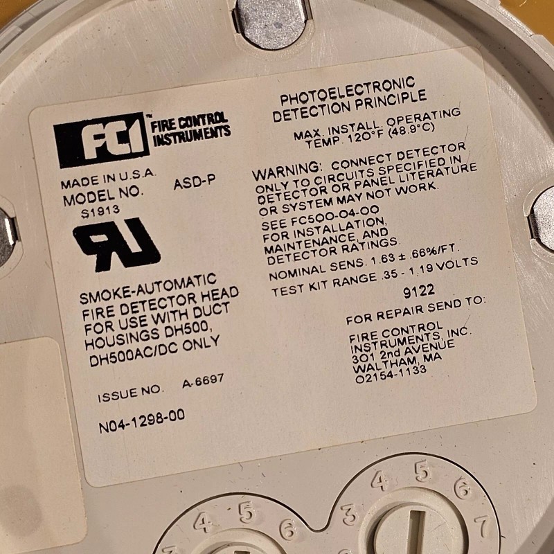 Gamewell-FCI FCI ASD-P Duct Photoelectric Smoke Detector Gamewell ASDP Remote
