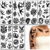 Black Temporary Tattoos Set, Old School Style, 12 Sheets