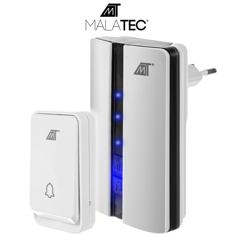 MT MALATEC Doorbell Set Wireless Range 150 Metres Waterproof IP44