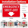 (2 Pack) Aluminum Emergency Shut-Off Sign, Emergency Shut-Off Signs with