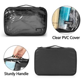 Damero 4Pcs Clear Travel Toiletry Bag, Packing Cubes Airport Makeup Cosmetic Liquids Bag for Travel Suitcase Organization, Black