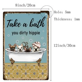 CREATCABIN Metal Sign, Take A bath You Dirty Hippie, Vintage Plaque, Dogs Bathing, 8x12 Inch