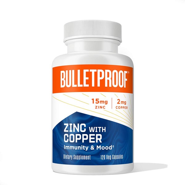 Bulletproof Zinc with Copper Capsules, 120 Count, Minerals and Antioxidant Supplement for Immunity and Mood