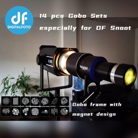 Gobos Set for DF DIGITALFOTO Optical Snoot Bowens Projector, 14 Pieces Stainless Steel GOBO Graphics Cards for GOBO Projector Bowens
