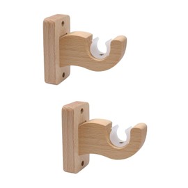 Semetall 2pcs Solid Wood Curtain Rod Brackets Heavy Duty Wooden Rod Holders