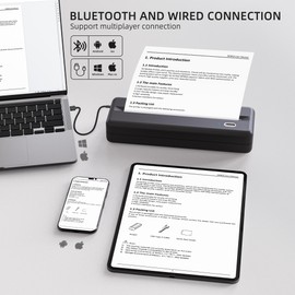 POOOLITECH Inkless Wireless Printer for Home Offices & Travel, Supports 8" & 4" Thermal Paper Roll, Perfect for iOS Android & Laptops, Compact Printer for Bussiness Trips, No Ink Needed