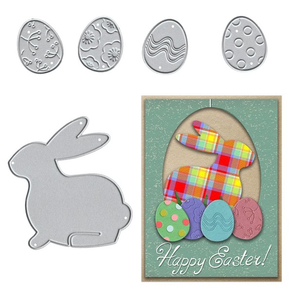 Easter Eggs Rabbits Cutting Dies for Card Making, Easter Bunny